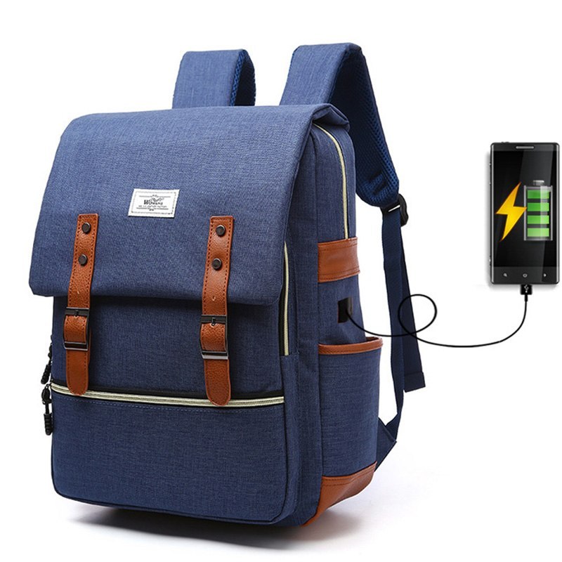 Zion | Vintage USB Charging Laptop Backpack