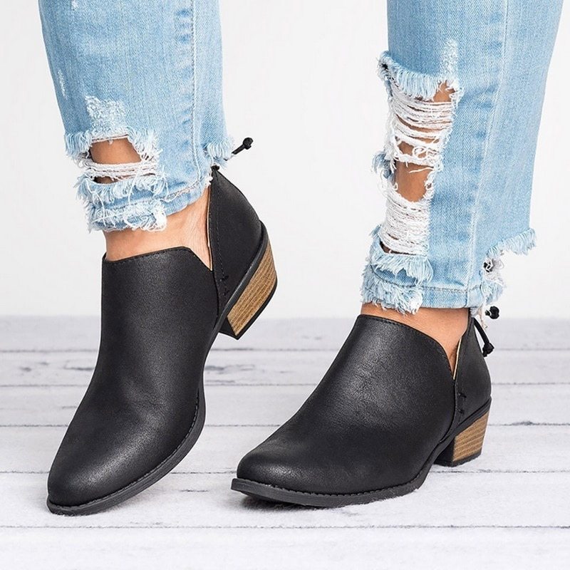 Posy | Women’s Retro High Heel Boots – Slip-On Autumn Ankle Style