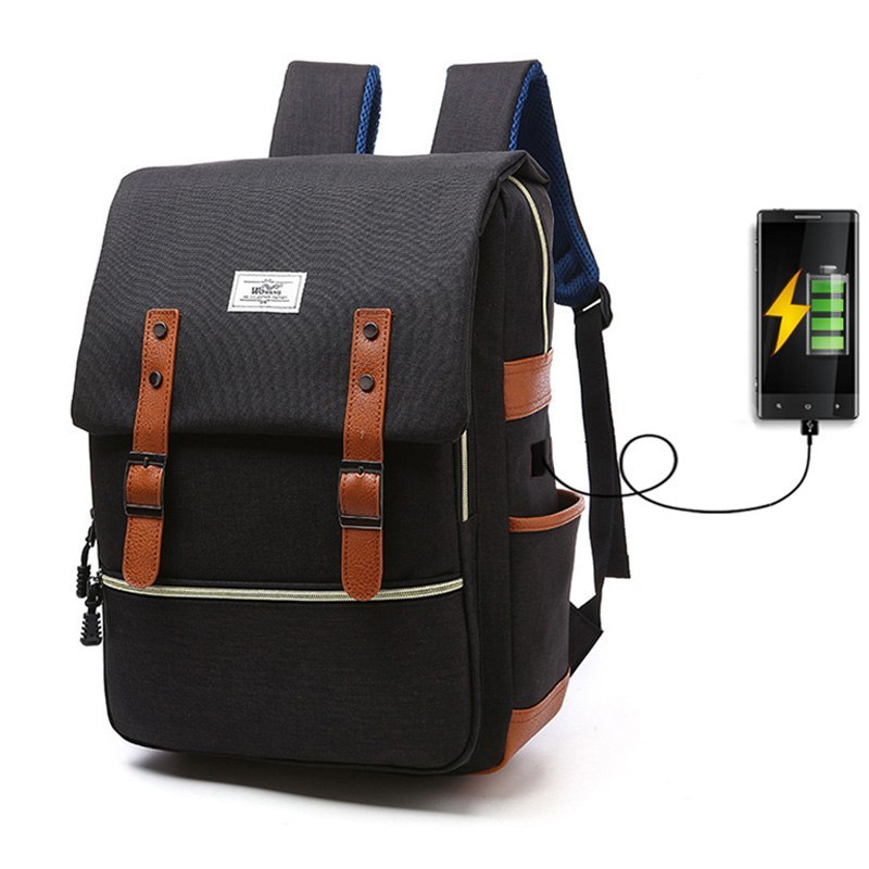Zion | Vintage USB Charging Laptop Backpack