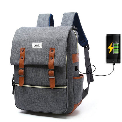 Zion | Vintage USB Charging Laptop Backpack