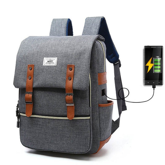 Zion | Vintage USB Charging Laptop Backpack