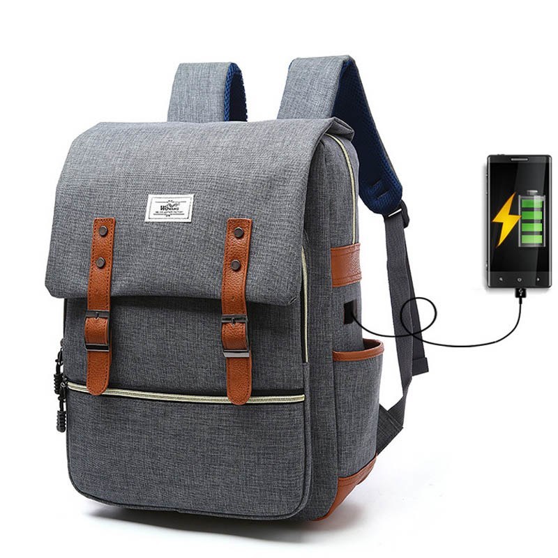 Zion | Vintage USB Charging Laptop Backpack
