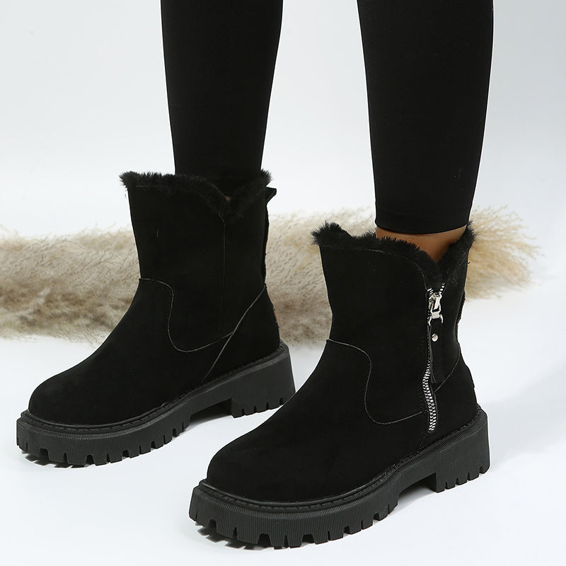 Ume | Women’s Plush Snow Boots – Faux Suede Non-Slip Winter Shoes