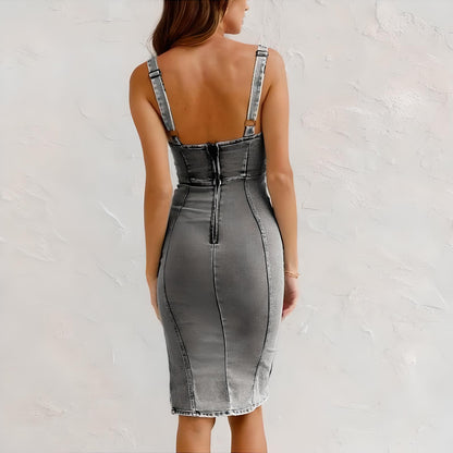 Ellie | Denim Suspender Dress
