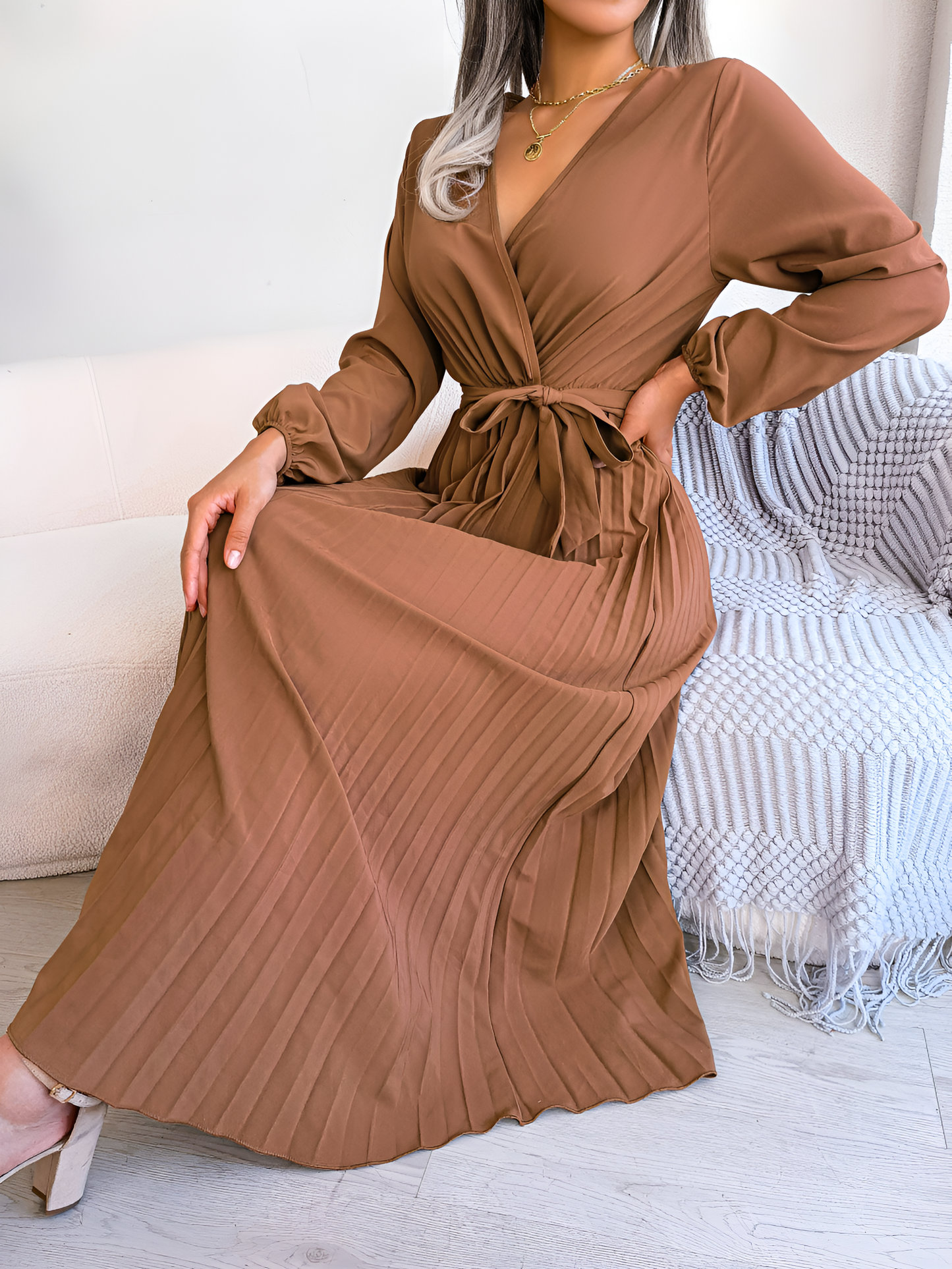 Sariah | Women’s High Waist Pleated Maxi Dress