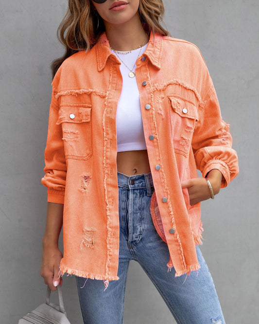 Jasmine | Ripped Shirt Jacket