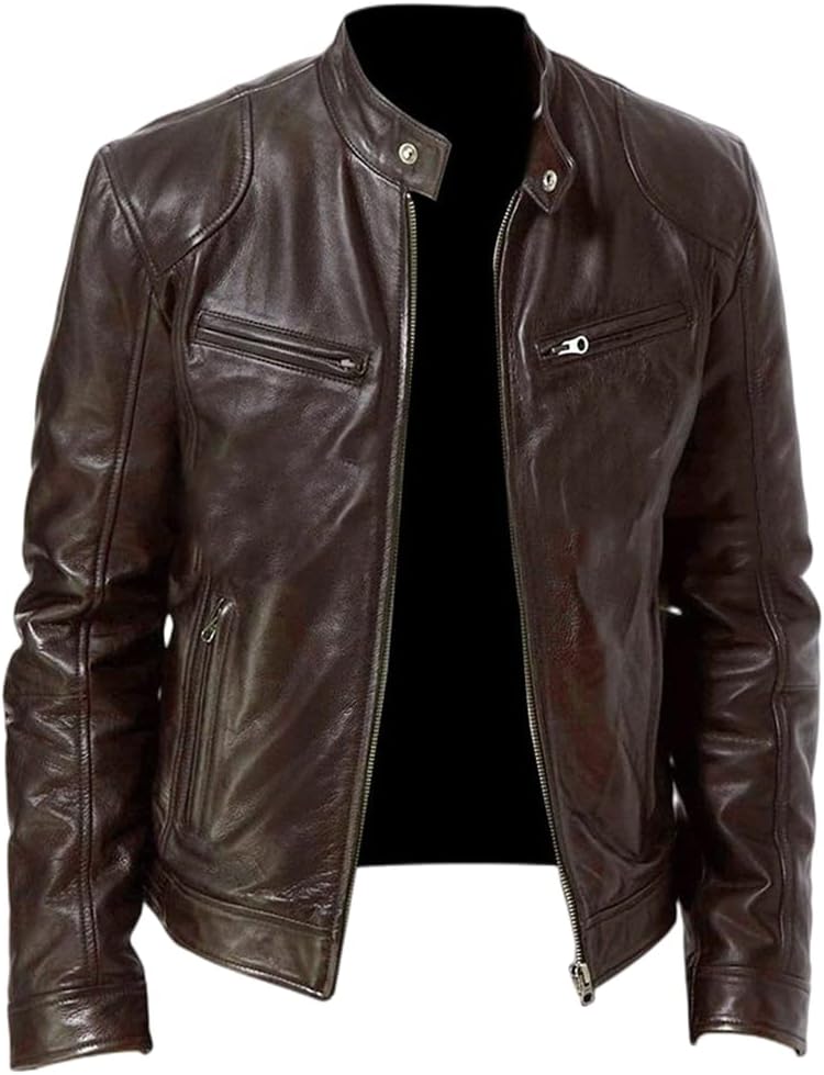 Finn | Men’s Slim Leather Jacket – Stylish Zipper Business Coat
