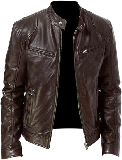 Finn | Men’s Slim Leather Jacket – Stylish Zipper Business Coat