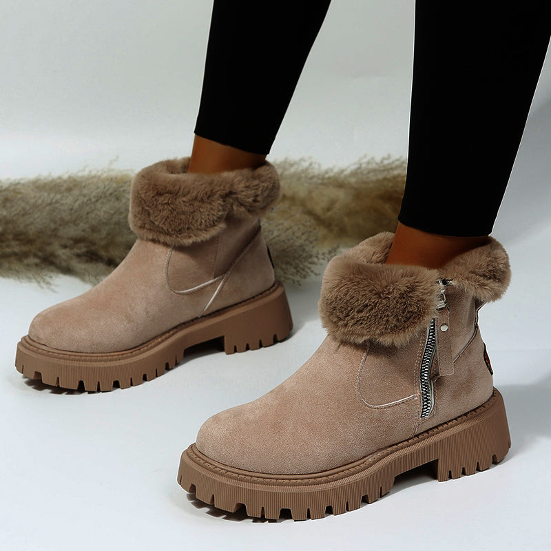 Ume | Women’s Plush Snow Boots – Faux Suede Non-Slip Winter Shoes