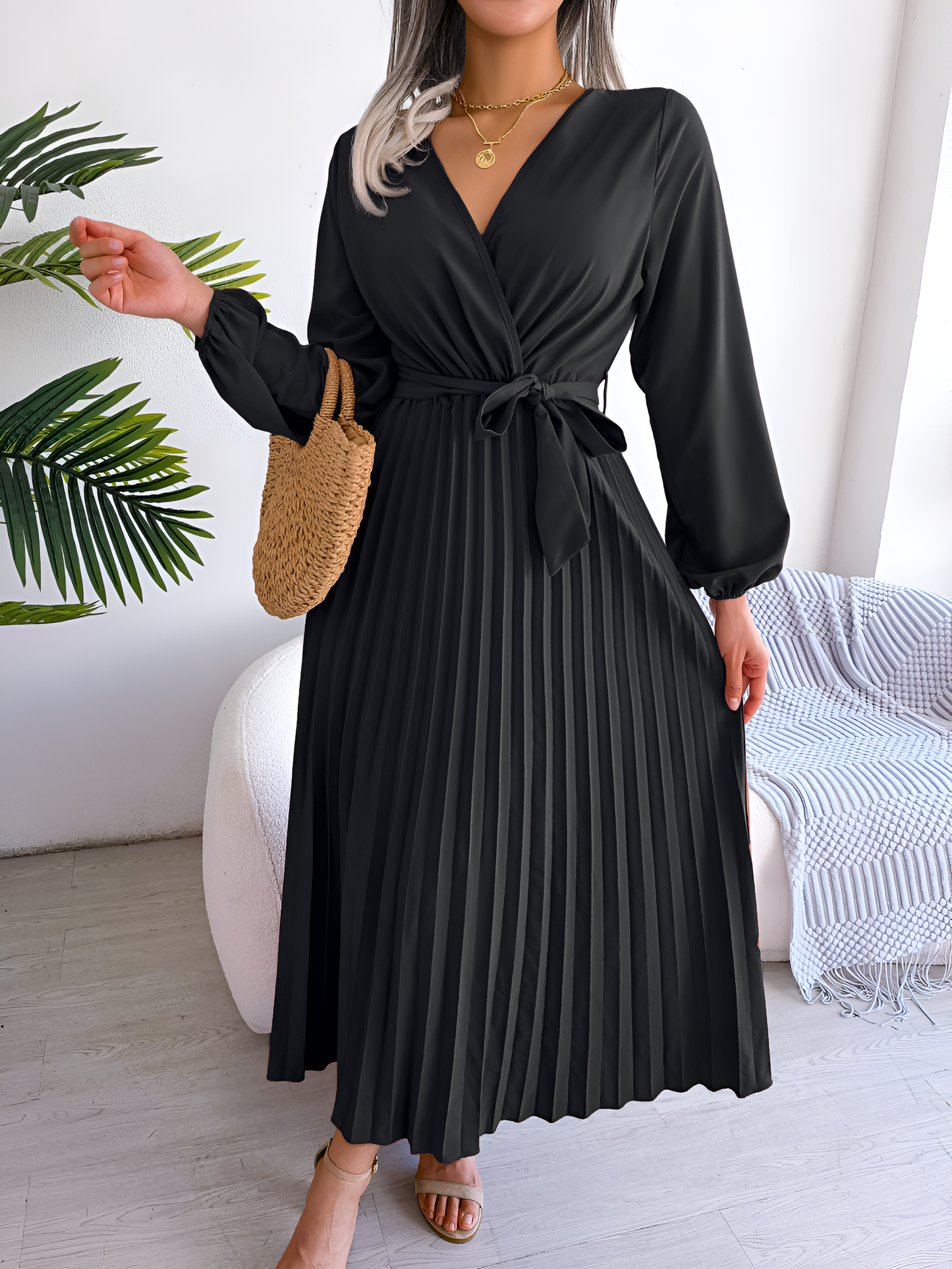 Sariah | Women’s High Waist Pleated Maxi Dress