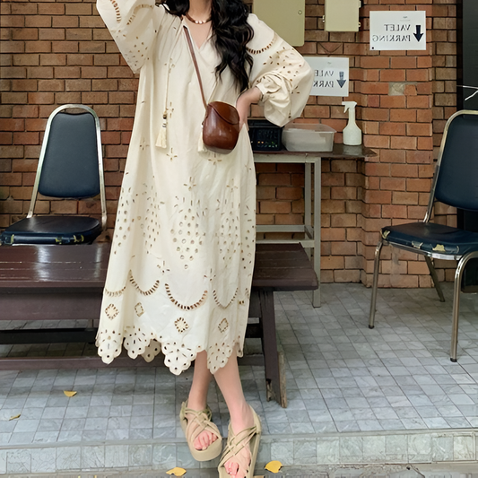 Nyla | Women’s Retro Ethnic Embroidered Maxi Dress