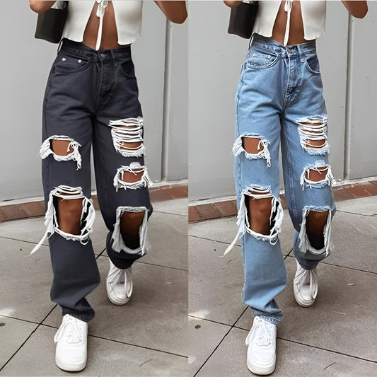 Serena | Ripped Washed Jeans