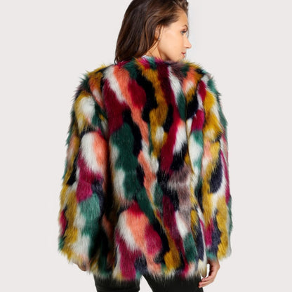 Dove | Women’s Colorful Faux Fur Coat – Elegant Winter Outerwear