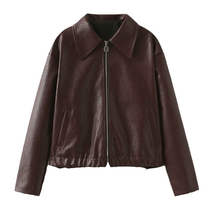 Amara | Women’s Faux Leather Zipper Jacket