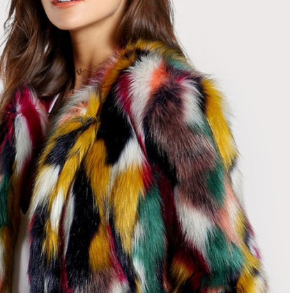 Dove | Women’s Colorful Faux Fur Coat – Elegant Winter Outerwear