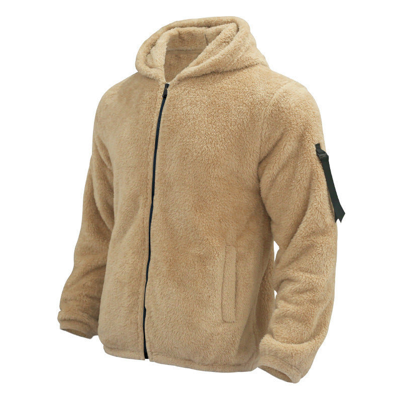 Hugo | Men’s Double-Sided Fleece Hooded Jacket – Warm Winter Outdoor Coat