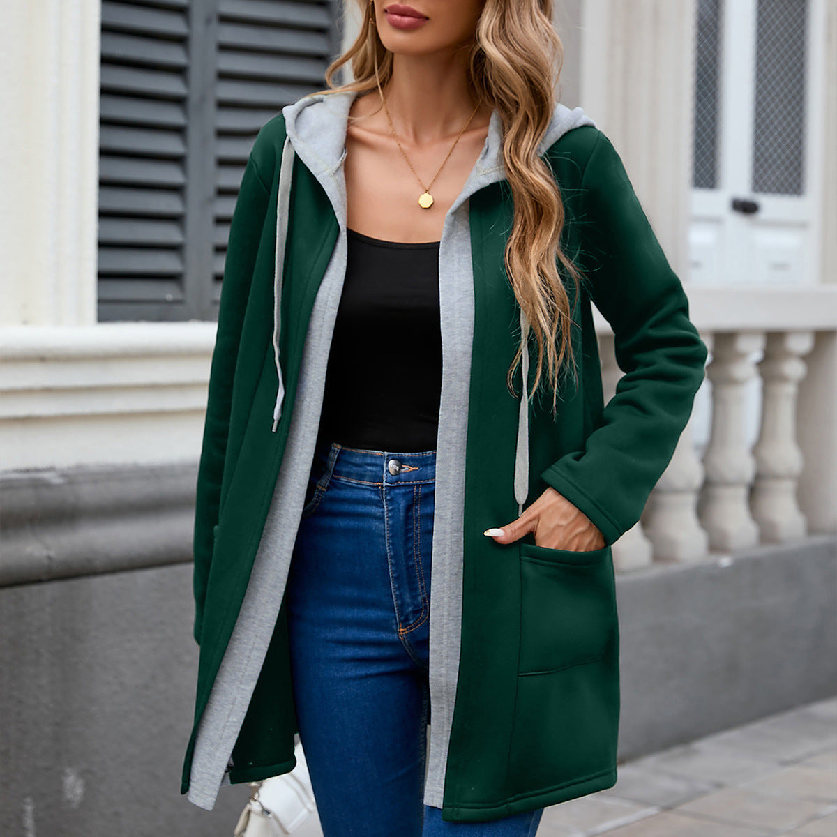 Sweater Coat For Women Autumn And Winter Loose Casual Contrast Color Two Pieces
