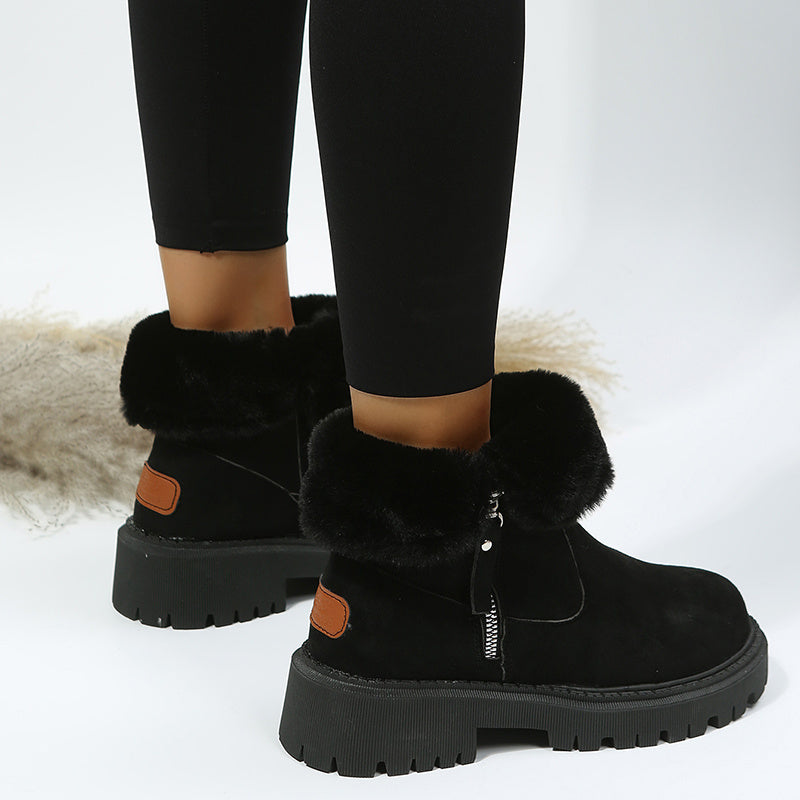Ume | Women’s Plush Snow Boots – Faux Suede Non-Slip Winter Shoes