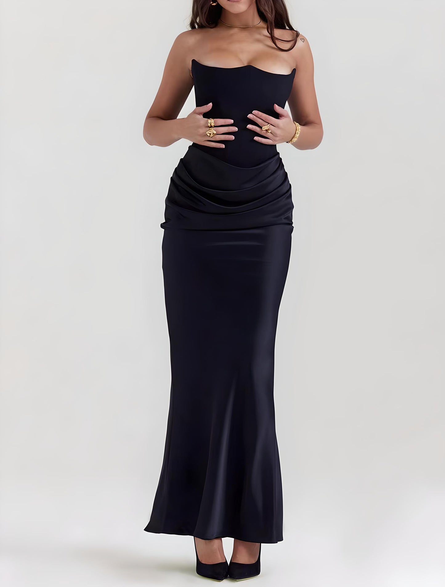 Lexi | Women’s Strapless Tube Evening Gown – Backless Long Bodycon Dress