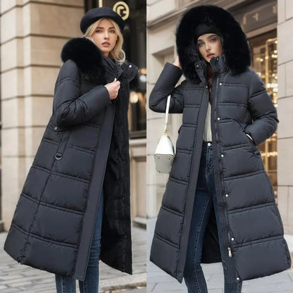 Francesca | Women’s Slim-Fit Fur-Trim Hooded Long Winter Coat