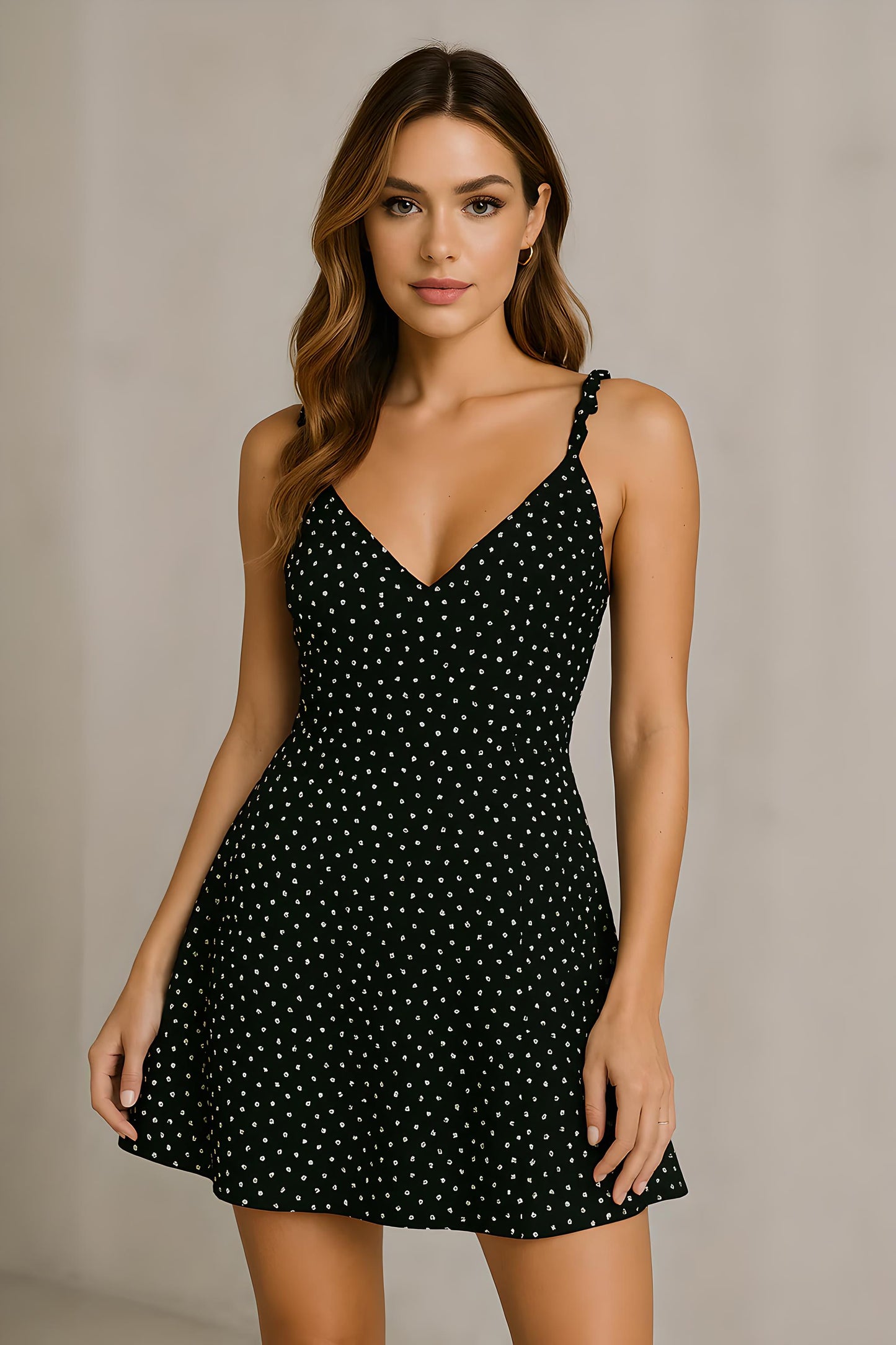Jolie | Women’s Polka Dot V-Neck Strappy Sundress
