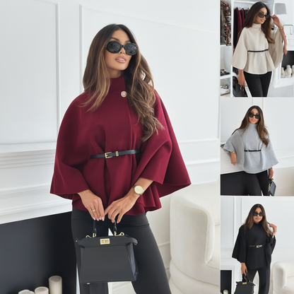 Nia | Women’s Wool Cloak Coat with Belt