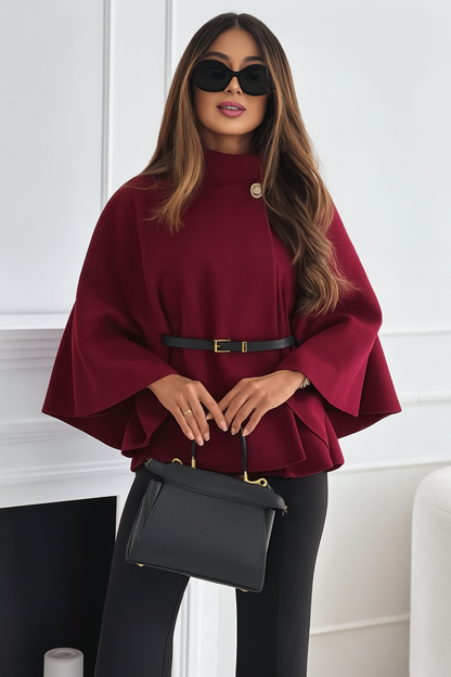 Nia | Women’s Wool Cloak Coat with Belt