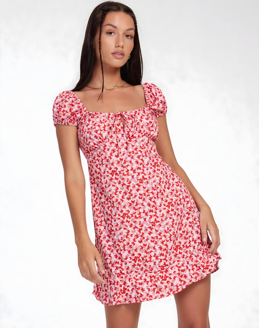 Olivea | Women’s Boho Polka Dot Ruffle Bodycon Mini Dress
