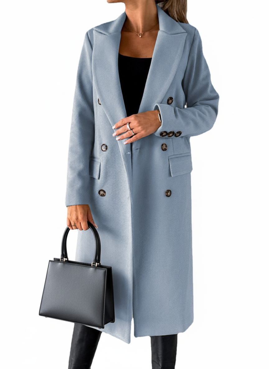 Daphne | Women’s Long Sleeve Double-Breasted Slim Lapel Winter Coat