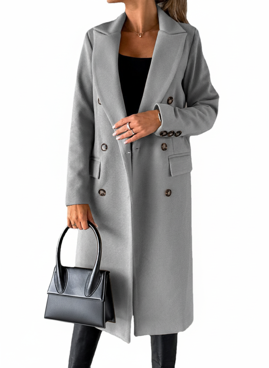 Daphne | Women’s Long Sleeve Double-Breasted Slim Lapel Winter Coat