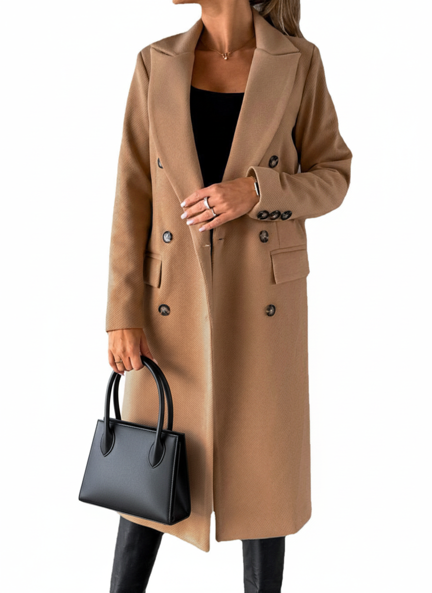 Daphne | Women’s Long Sleeve Double-Breasted Slim Lapel Winter Coat