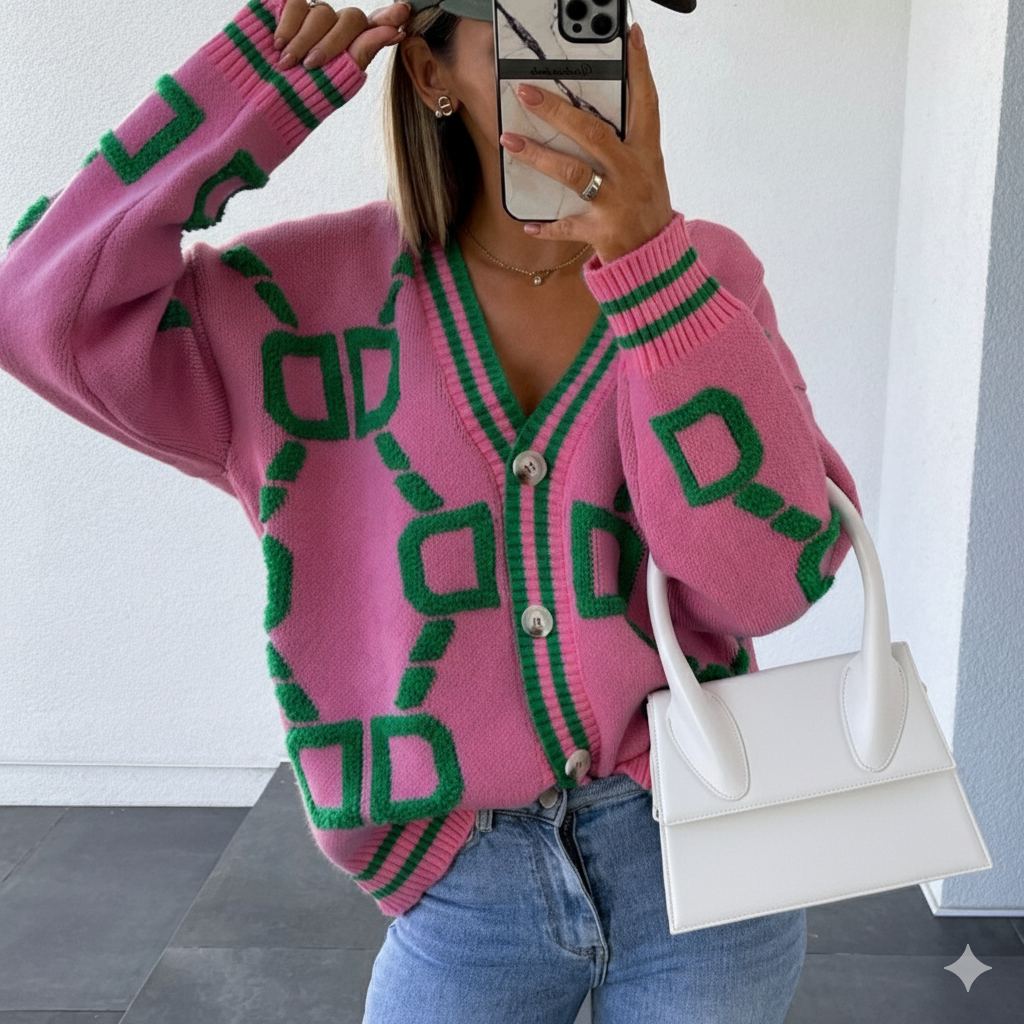 Ingrid | Women’s Batwing Sleeve Knit Cardigan with Floral Detail