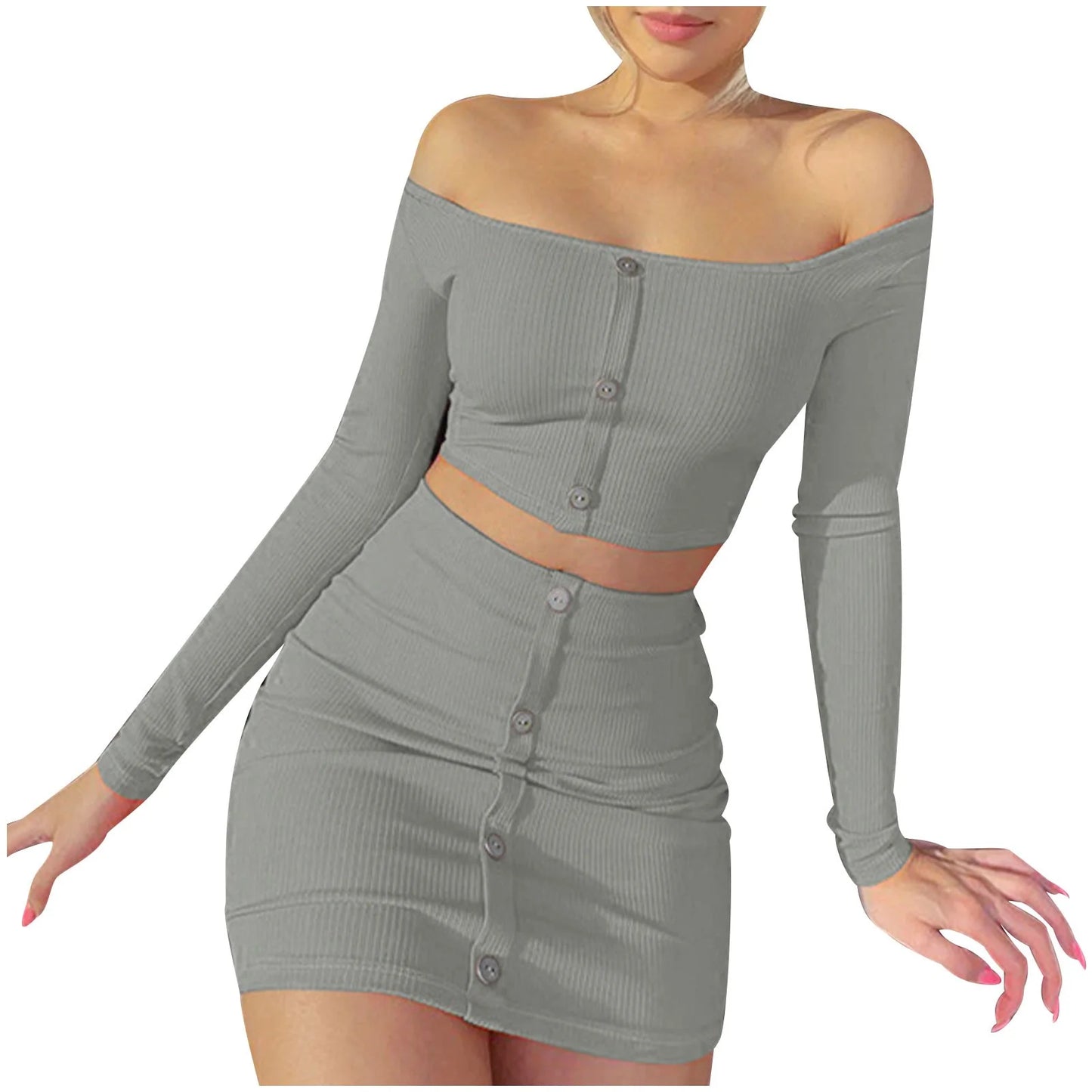 Marisol | Women’s Off-Shoulder Striped 2-Piece Set