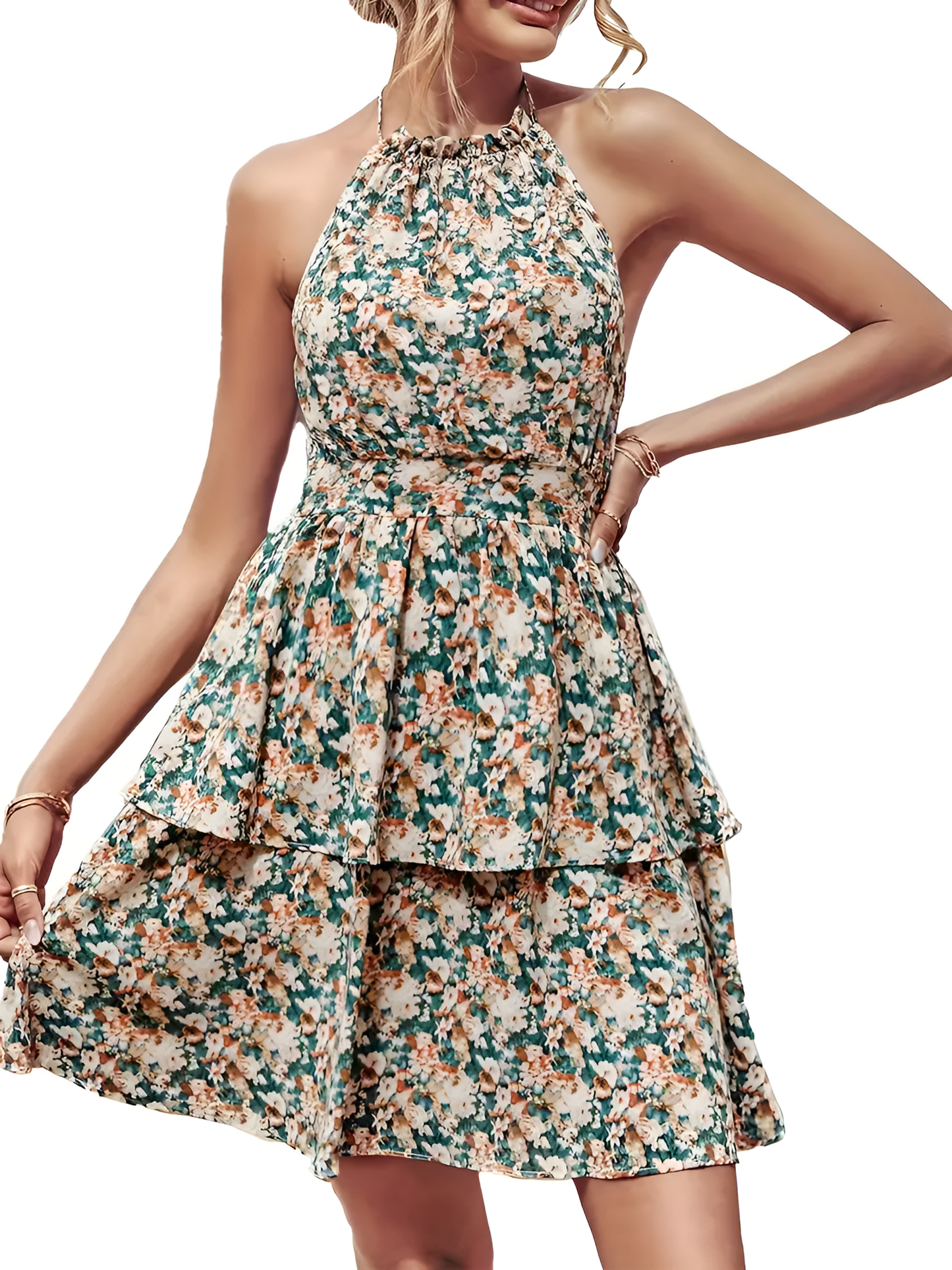 Monroe | Women’s Printed Halter Backless Boho Maxi Dress