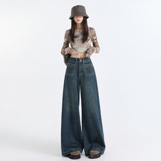 Women's Retro High Waist Wide Leg Jeans