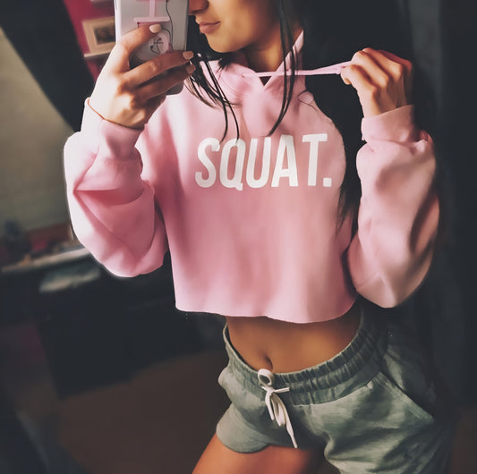 Paloma | Cropped Hoodie – ‘Squat’ Letter Print Design