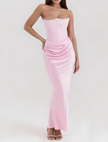 Lexi | Women’s Strapless Tube Evening Gown – Backless Long Bodycon Dress