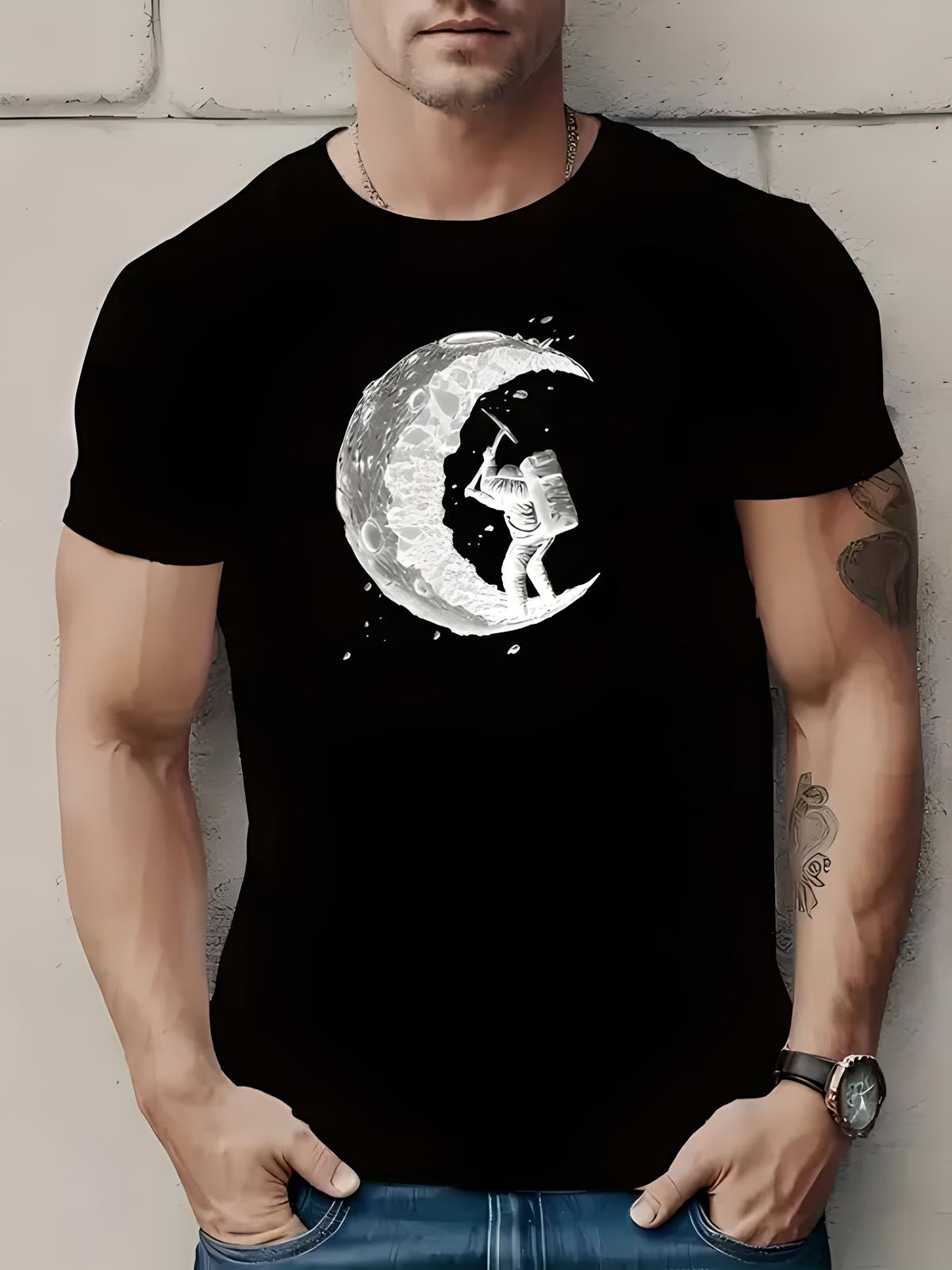 Colton | ‘Digging The Moon’ Printed O-Neck T-Shirt