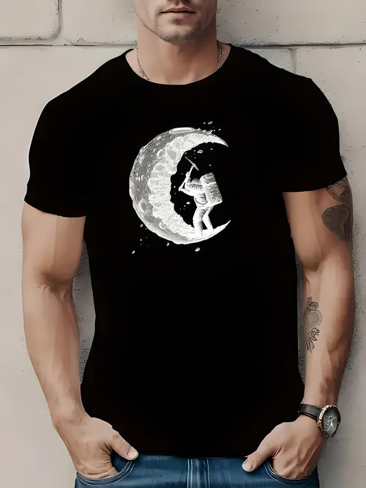 Colton | ‘Digging The Moon’ Printed O-Neck T-Shirt