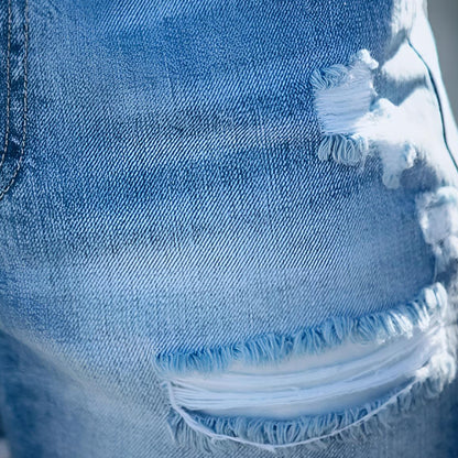 Capri | Fringed Ripped Denim Shorts