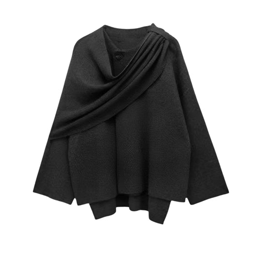 Iris | Women’s Knit Cardigan with Asymmetrical Scarf