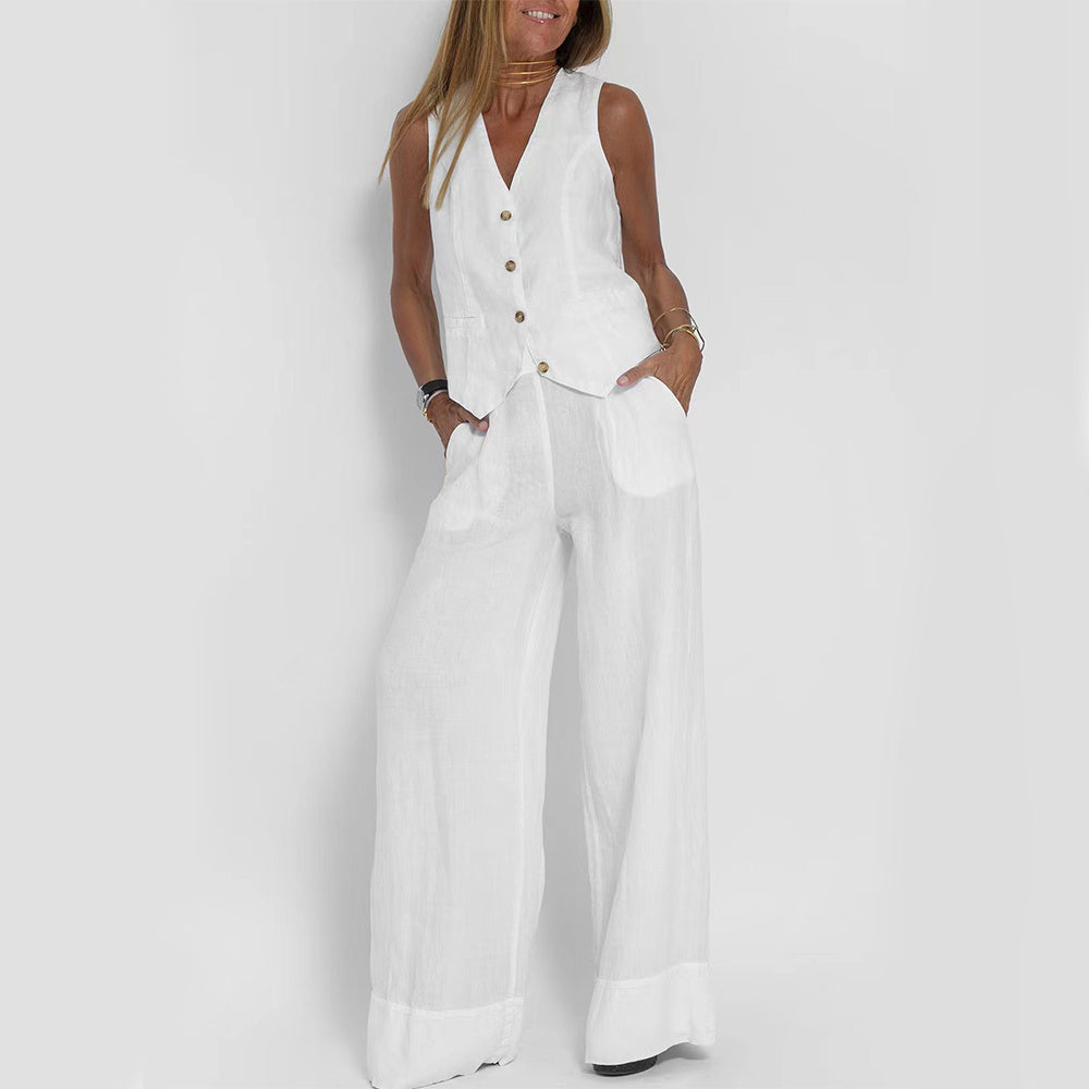 Ava | V-Neck Vest & Trousers Set