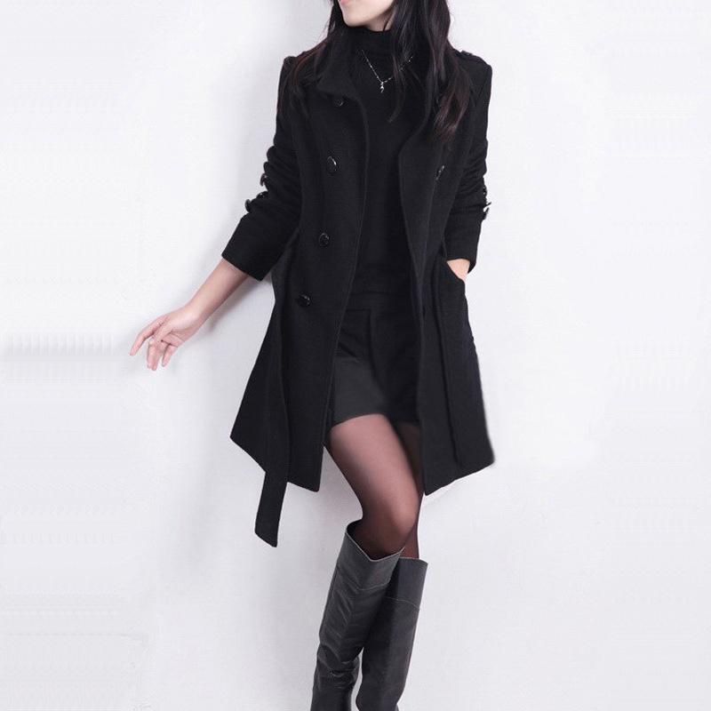 Fable | Women’s Double-Breasted Wool Coat – Elegant Mid-Length Winter Jacket for Work & Casual Wear