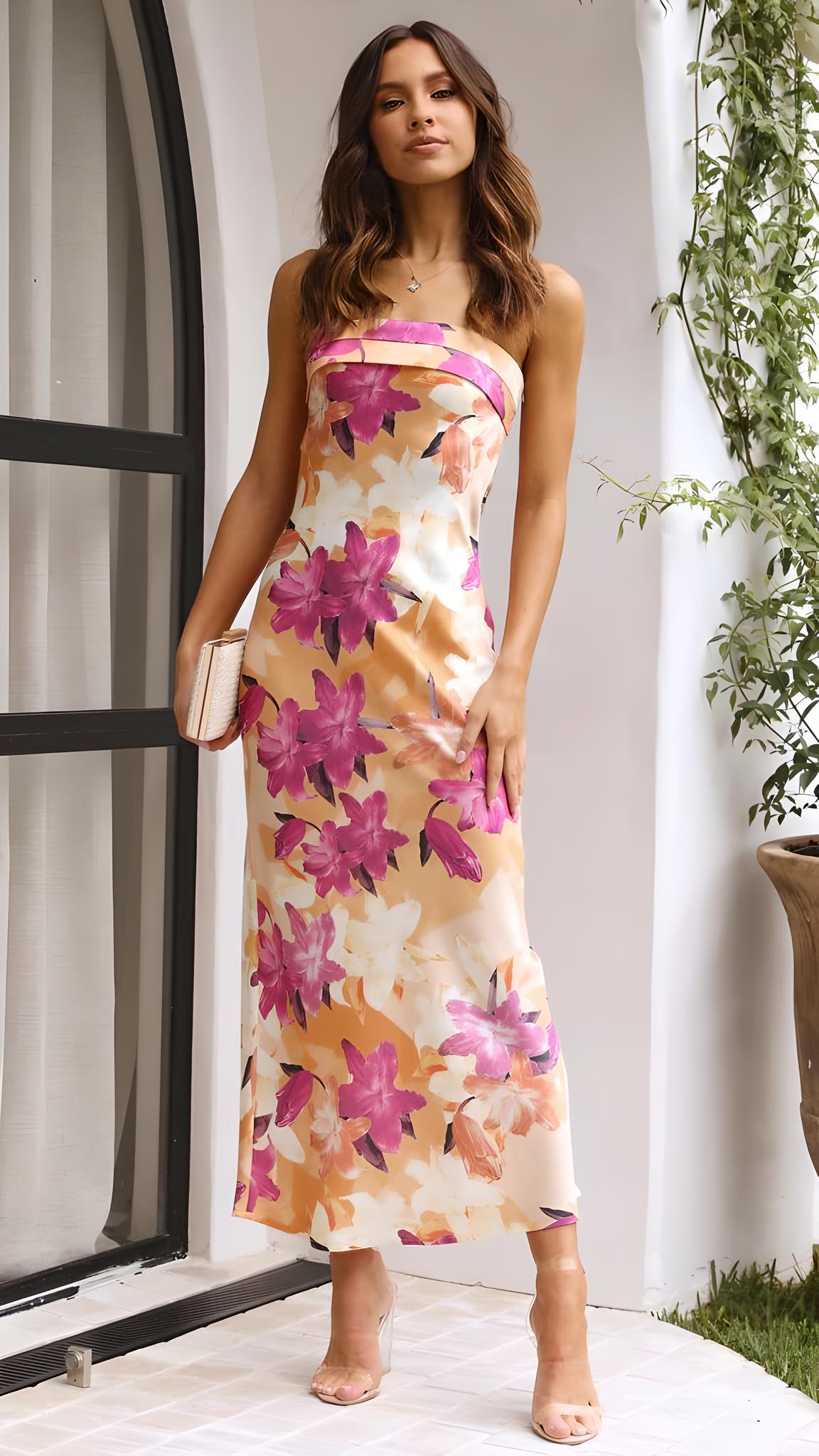 Raya | Women’s Backless Floral Tube Maxi Dress