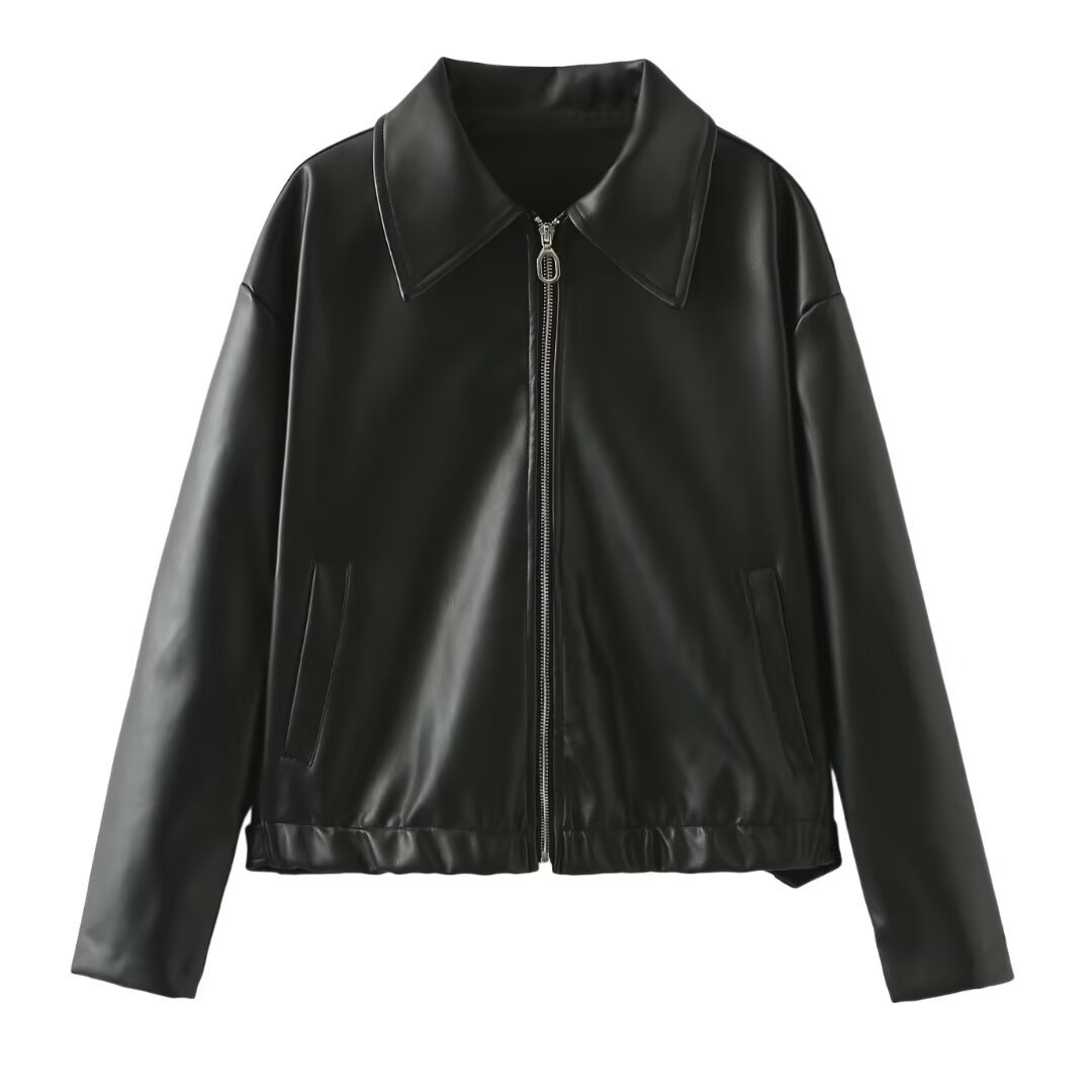Amara | Women’s Faux Leather Zipper Jacket