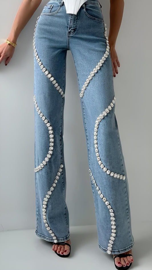Azalea | Embellished Loose Straight-Leg Jeans