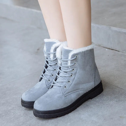 Trixie | Women’s Plush Snow Boots – Flat Vulcanized Winter Shoes