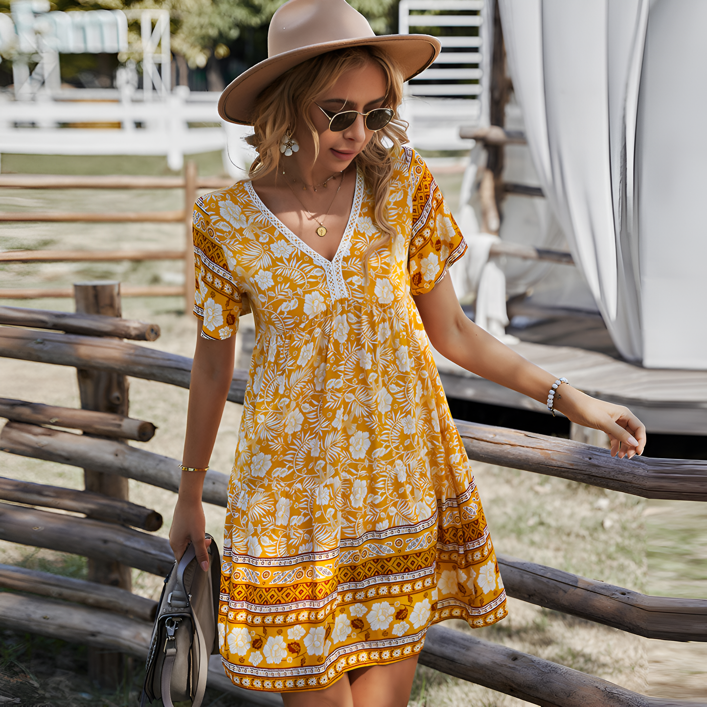 Noemi | Women’s Boho Floral V-Neck Summer Dress