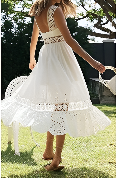 Ophelia | Women’s White Lace Boho Maxi Dress