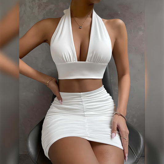 Laurel | Women’s Halter Top & Pleated Mini Skirt Set